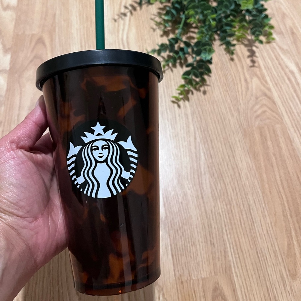 Starbucks 2019 Tortoise Shell Tumbler Black Brown Cold Cup Mocha Swirl 16oz Rare